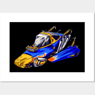 Space Ship Racer Illustration Posters and Art